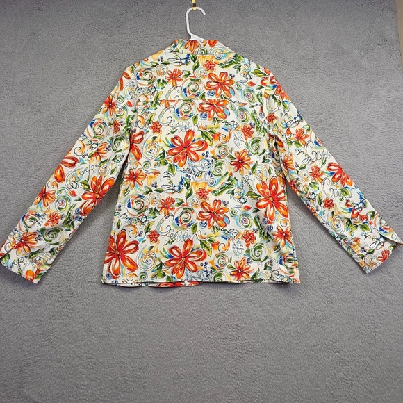 Susan Graver Style Jacket Womens S White Floral Colorful Embellished Stretch NEW - Picture 3 of 16
